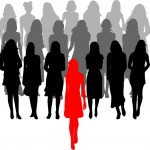 leader - a large group of women - vector graphics